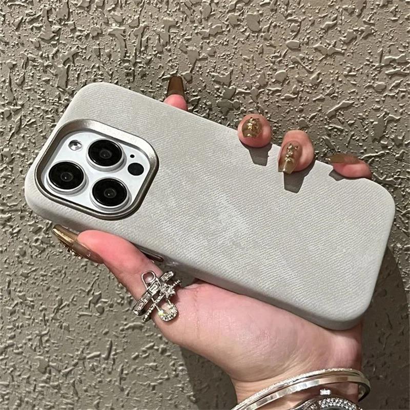 Flannel For Magsafe Phone Case for iPhone 16 Pro Max 15 15Pro 17 Matte Wireless Charging Back Cover Microfiber Protective Shell