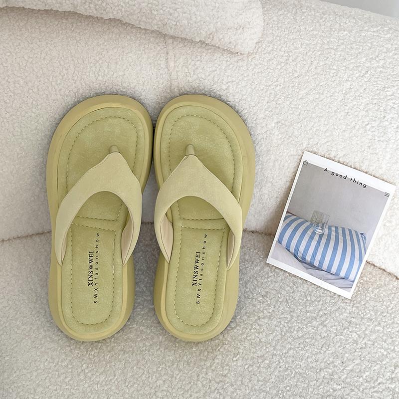 

Летние женские шлепанцы на толстой платформе с перемычкой для пальца, лаконичные, для пляжного отдыха, под платье, шлепанцы, сандалии 35 жёлтый