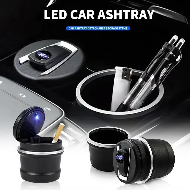 New 2026 Car Sticker 2025 Hot For Ford Car Ashtray Smokeless Auto Ashtray Flame Retardant Cigarette Holder Box For Ford Focus 2
