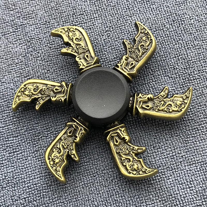 Fidget Finger Spinner Antike Messingfarbe Legierung Metall Handspinner Stressabbau Dekompressionsspielzeug für Kinder Erwachsene Lustige Geschenke