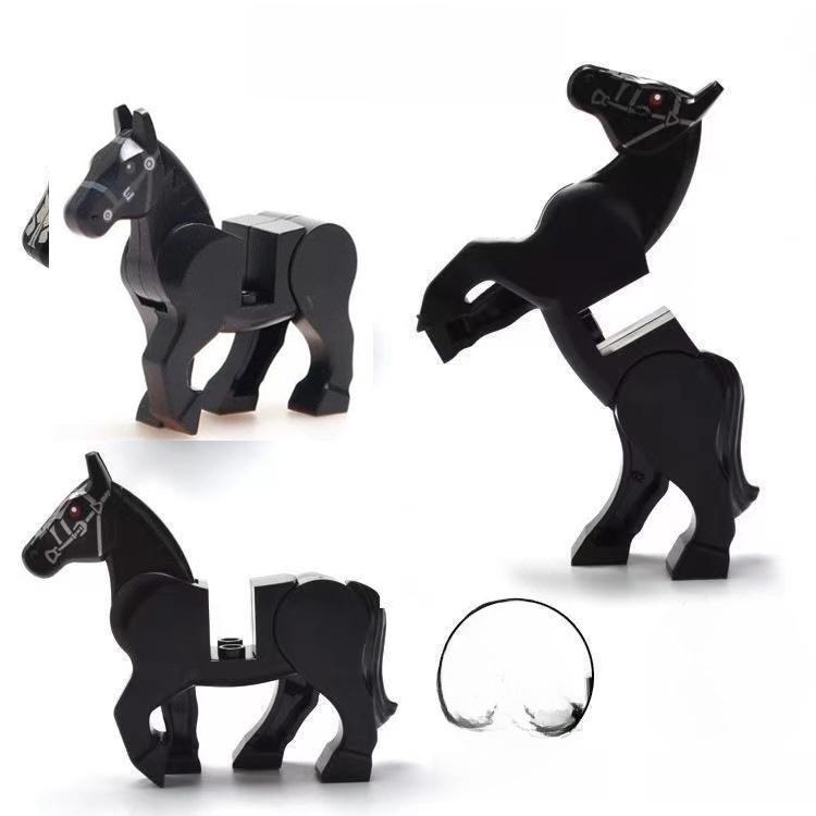 Military Mini Figure Accessories: Tricolor Saddle and War Horse Building Blocks