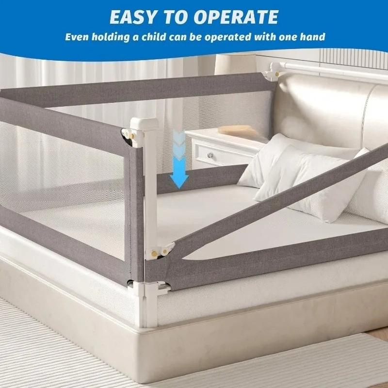 1pcs 2.0M Bed Safety Rail No-drill Baby Guardrail Anti Fall Bed Barrier Bed Safety Fence Suitable for Twin Queen King Beds