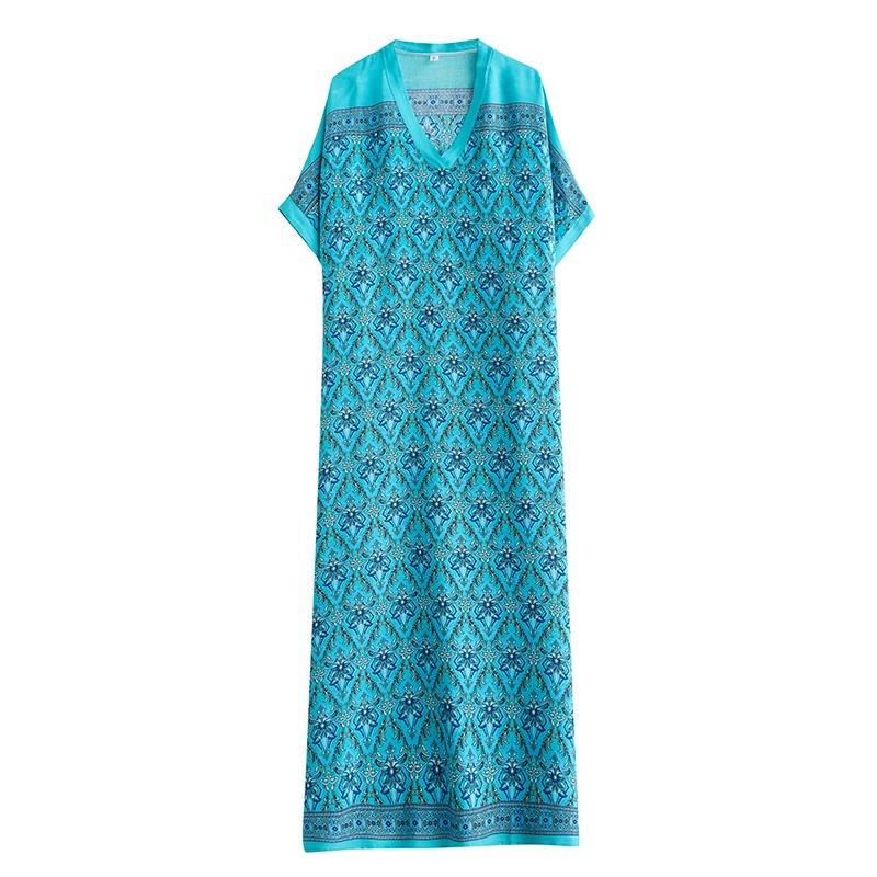 Krátký rukáv Nadměrná velikost vintage květinová novinka v šatech pro ženy ležérní volné Maxi dlouhé letní šaty
