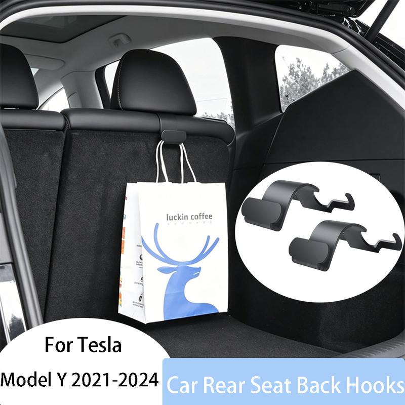 2pcs ABS Rear Headrest Hook for Tesla Model Y Organizer Center Console Head Rest Storage Accessories Bag Umbrella Trunk Hanger