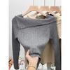Lapel One-word Shoulder Knitted Bottoming Shirt Women's Inner Sweater Autumn and Winter New Design Short Top Women's