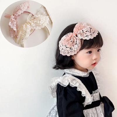 1pc Nette Große Schleife Haar Hoop für Baby Mädchen Neue Französisch Vintage Spitze Krawatte Bogen Haar Bands Lolita spitze Stirnband Baby Haar Zubehör
