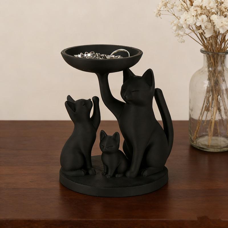 Black Cat Jewelry Tray, Desktop Jewelry Storage Tray, Decorative Items For Home Desktop Decoration & Storage Makeup Storage