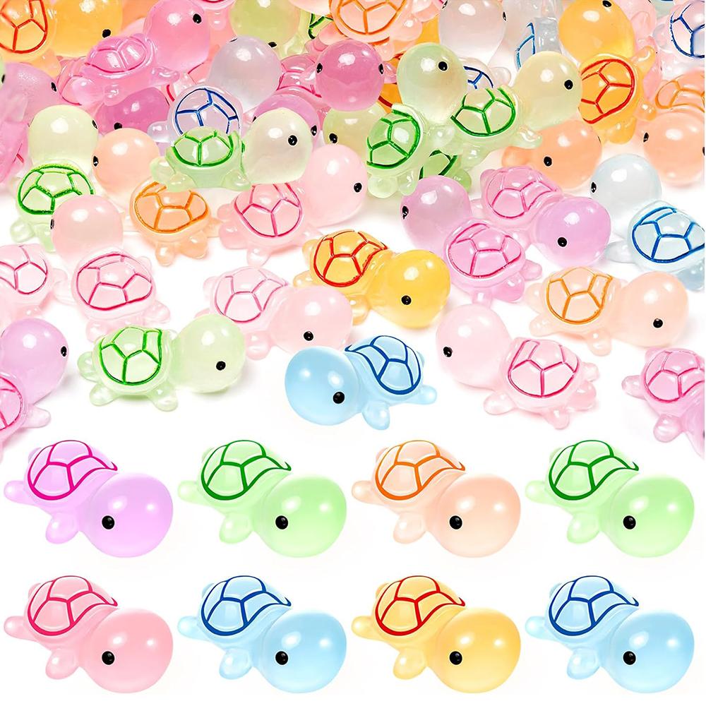100/50Pcs Cute Mini Luminous Turtle Ornaments Glowing In The Dark Miniatures Turtle Micro Landscape Kids Toys Home Decor Gift