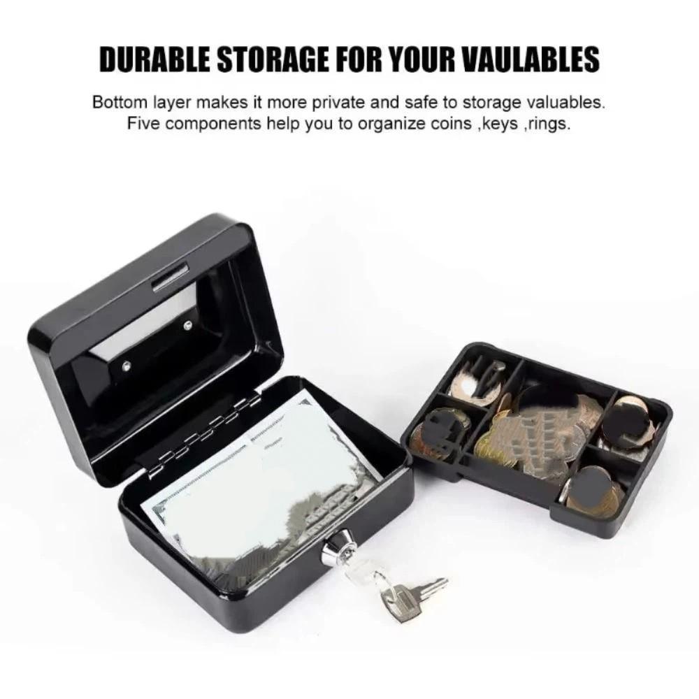with Key Portable Key Safe Mini Size Lockable Coin Box Money Bank Steel Piggy Bank  Adult Use