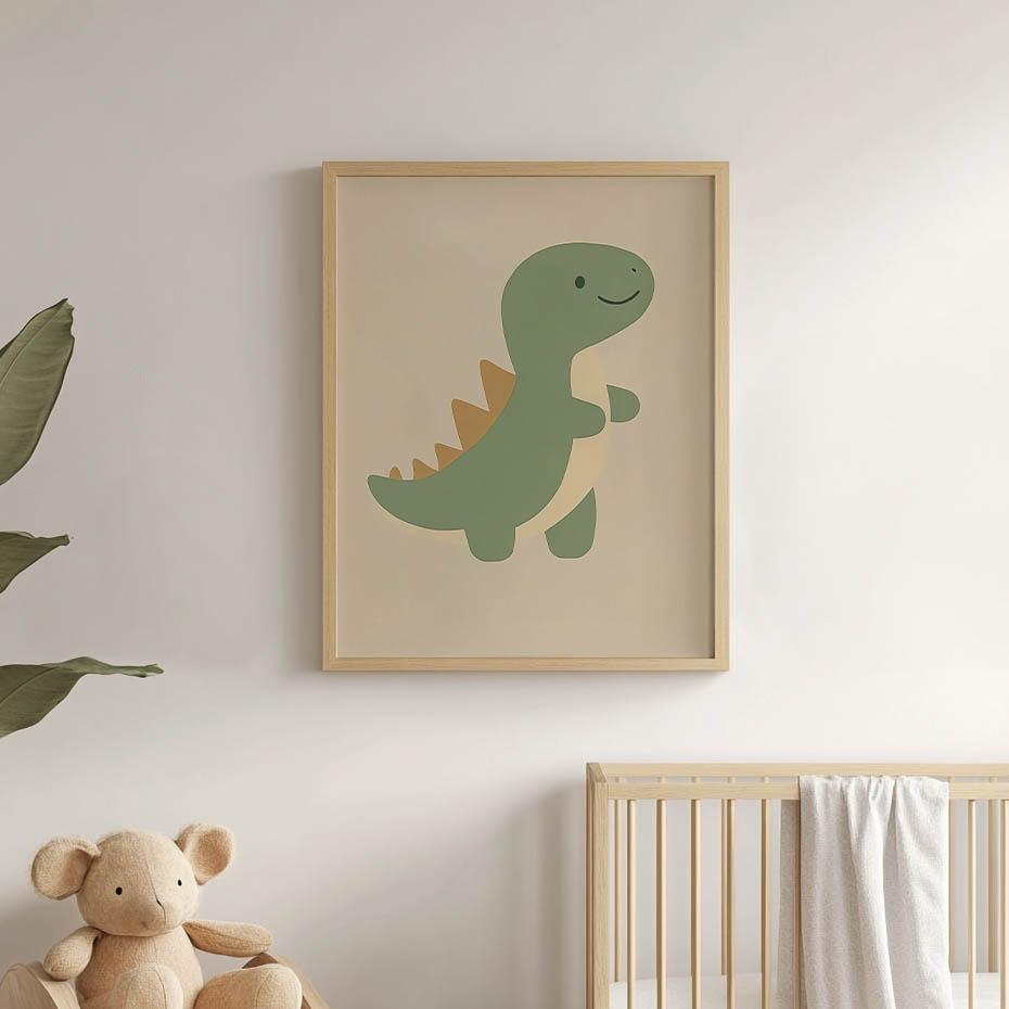 Plakat Uśmiechnięty Dinozaur Plakat Uśmiechnięty Dinozaur, 50X70 Cm, Bez Ramy, Płótno Premium Na Blejtramie
