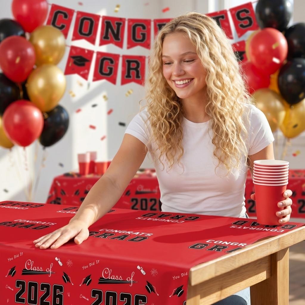 1 Graduation Theme Tablecloth For Graduation Party Decoration, 100*140cm