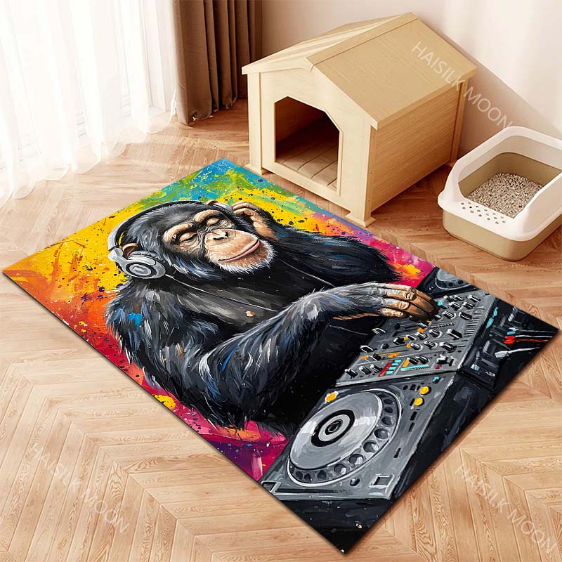 A Gorilla On a Graffiti-Style Album Cover Print Carpet for Living Room Bedroom Sofa Home Decor Non-slip Mat Luxury Gift