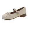 Weiche Sohlen ermüden die Füße nicht, Ledereinzelne Schuhe, Damenschuhe, neue Sommermodelle zu Röcken, flacher Ausschnitt, dicke niedrige Absätze, Mary Jane Schuhe