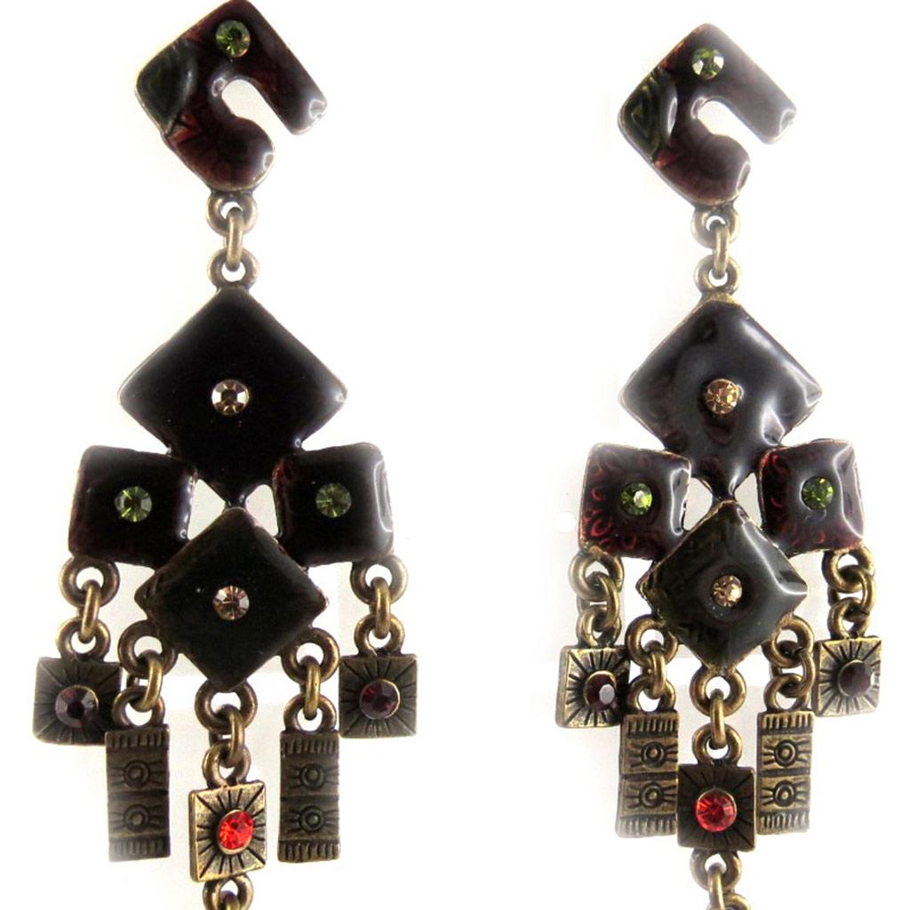 Les Trésors De Lily [D8585] - Designer Earrings 'Edwige' Red Green