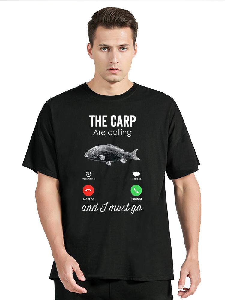

The Carp Are Calling And I Must Go Fishing Cotton Tops Tees Fitness Tshirt Oversized Unisex Streetwear Tshirt Mens Clothing S разноцветный
