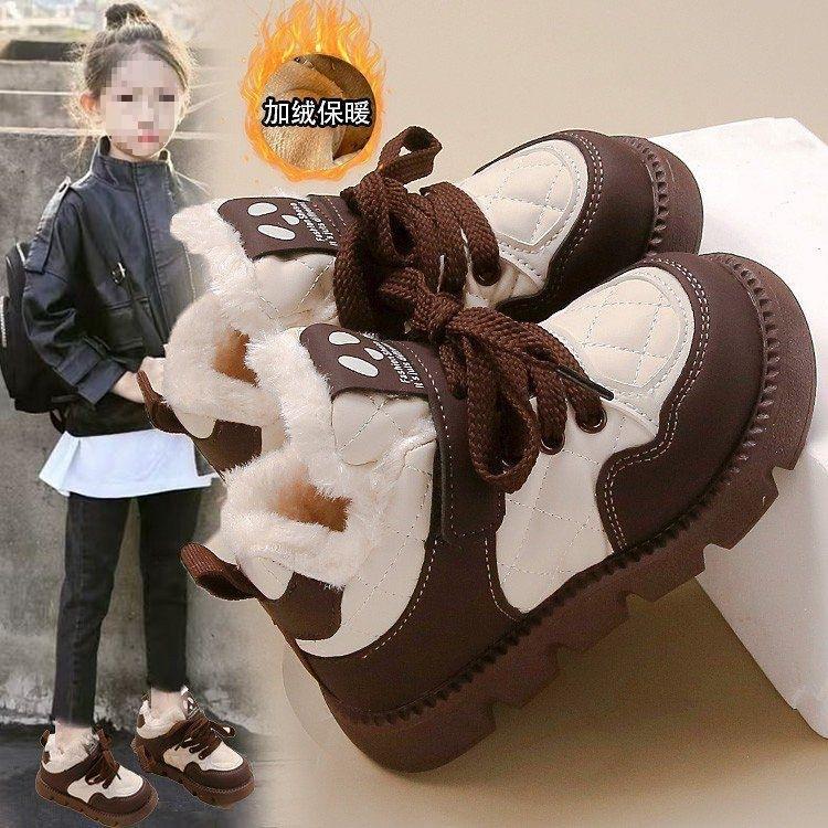 Mädchenschuhe große Baumwollschuhe gefüttert und verdickt 2025 Winter neue Kinder Sportschnee Stiefel mittlere ältere Kinder und Mädchen warm halten