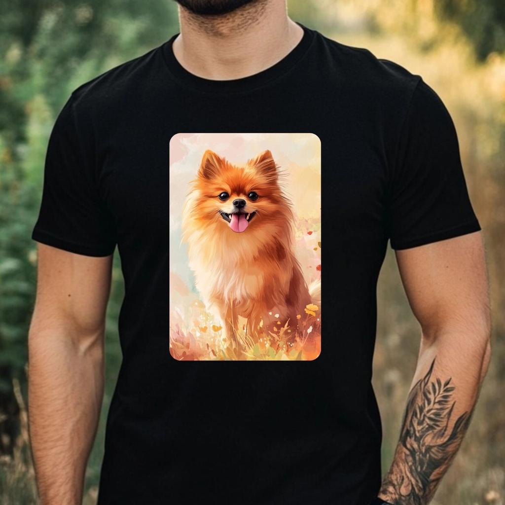 Mens Pomeranian Dog Print Cotton T-Shirt Size XS to 5XL-