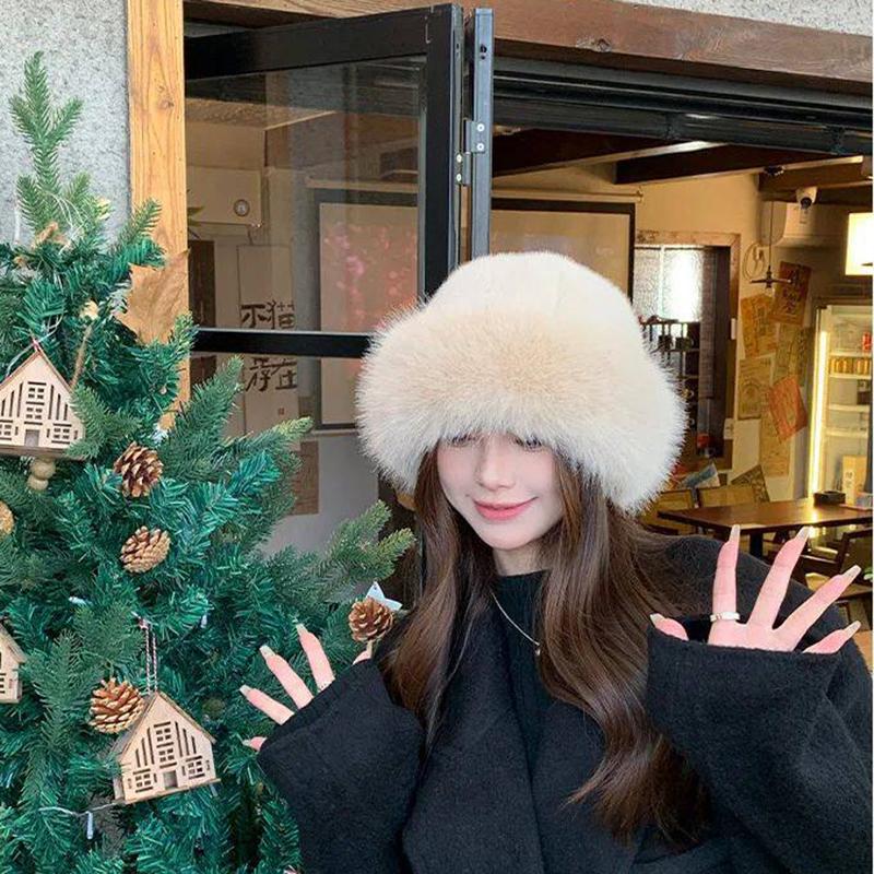 Women Autumn Winter Faux Fur Hat Sweet And Lovely Warm Hats Girls Outdoor Quality Faux Mink Fur Caps