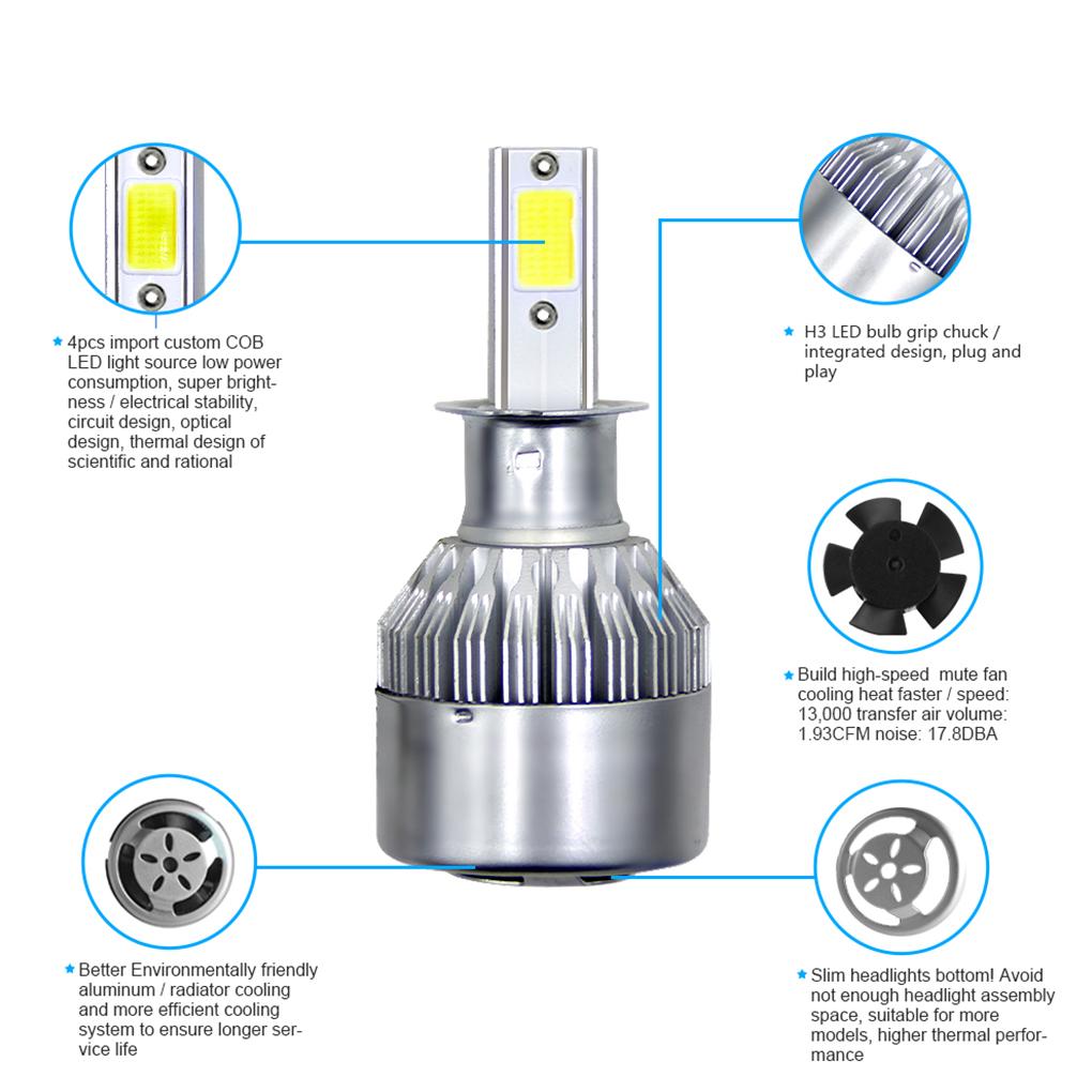 C6 Led light Bulbs LED Car Lights 880 9005 9006 6000K 72W 12V 7200LM Auto lamps led