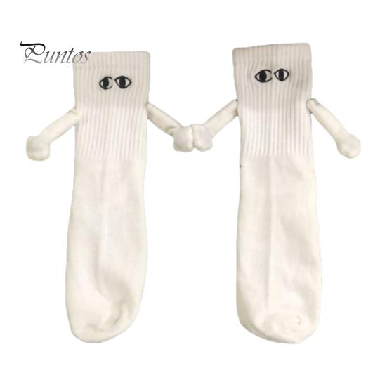 1 Pair Cartoon Magnet Hand-linking Socks Knitted Color Matching Christmas Style Elastic Anti-slip Warm No Odor Festive New Year Mid-tube Socks