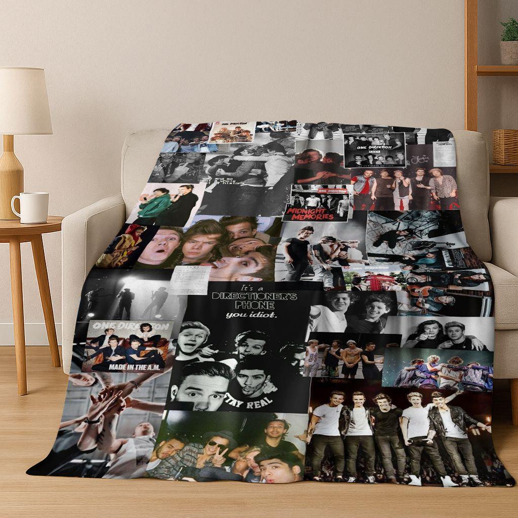 

3D 1D Rock-One-Direction Combinatio Flannel Blanket,Cozy Soft Throw Blanket for Home Bedroom Bed Sofa Picnic Cover Kids Gift 180x230cm
