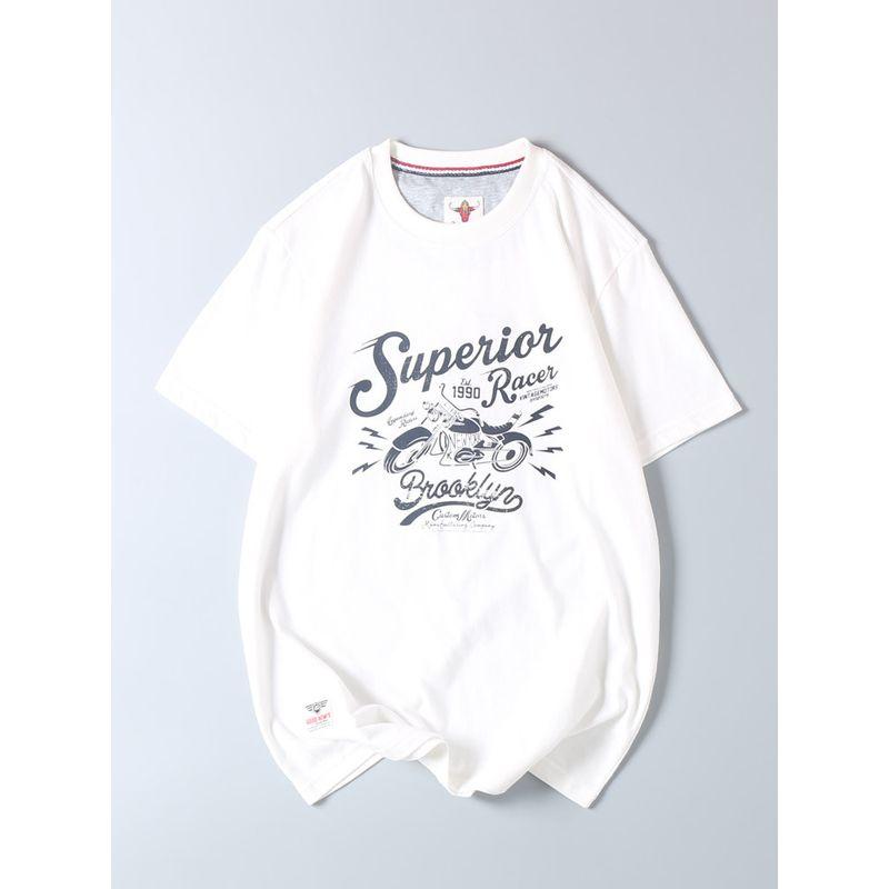 Foreign Trade Export Hk Hong Kong Style Surplus Stock All-Cotton Brushed Base Layer Shirt Summer Men's Retro Motorcycle Print Short-Sleeve T-Shirt