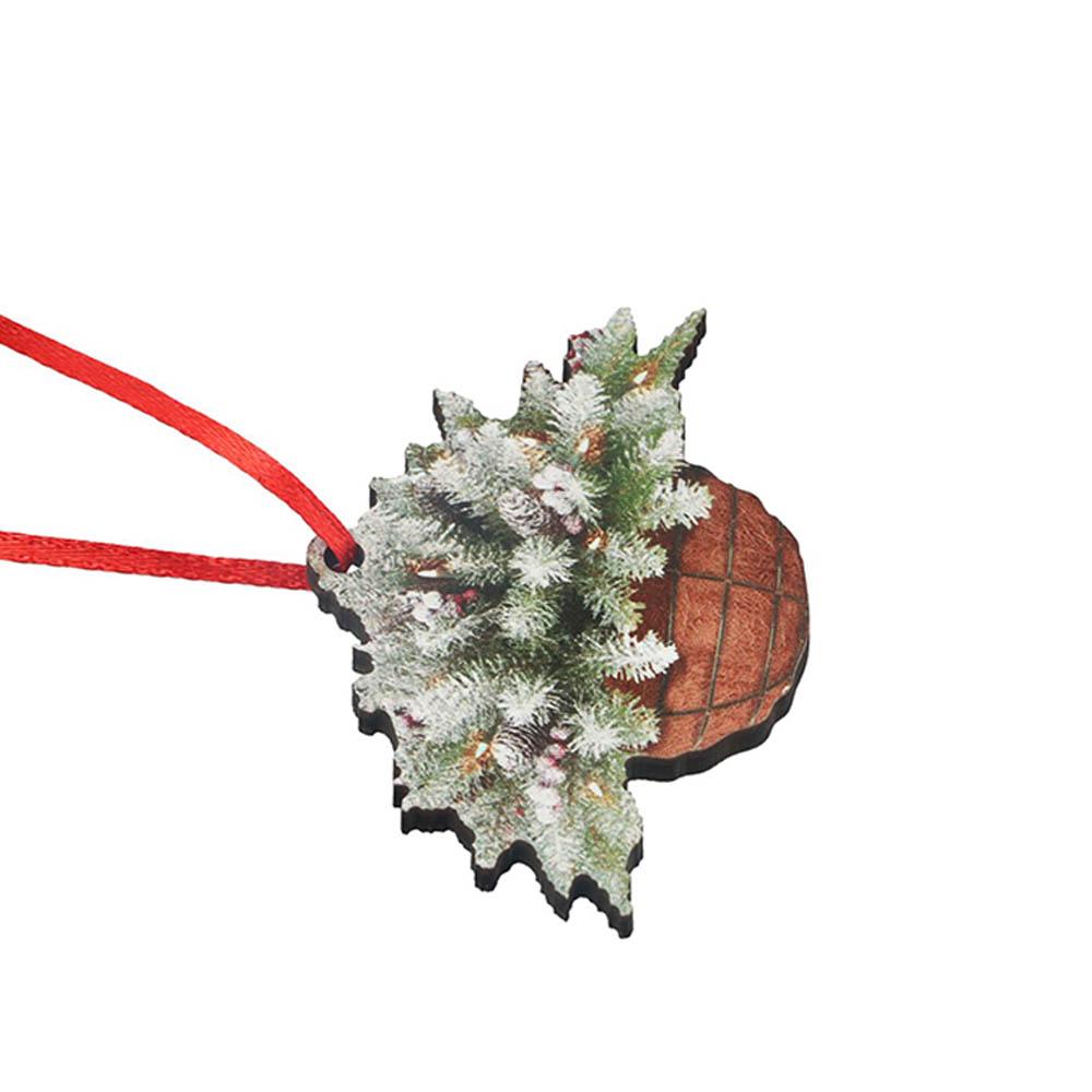 2D Flower Basket Hanging Ornament Hanging Mini Flower Basket Small Bell Pine Cone Pendant  Home