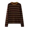 Women's 100% Pure Wool Retro Stripe Long Sleeve Sweater
