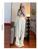 2024 Sommer Weiße High-Waist Wide-Leg Jeans für Damen - Petite, Bodenlang, Schlankmachend, Locker fallende Hose