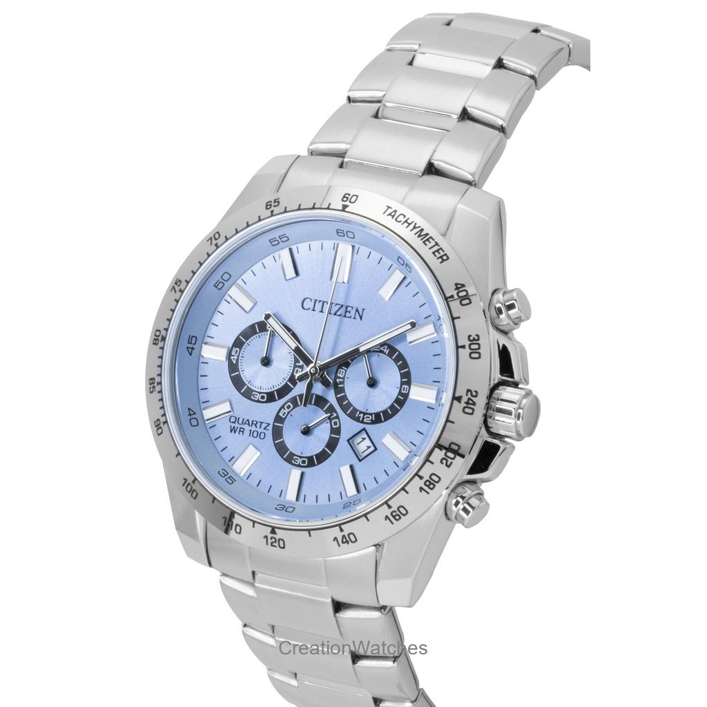 Citizen Cronografo Acciaio Inossidabile Quadrante Blu Quarzo AN8230-59L 100M Orologio da Uomo