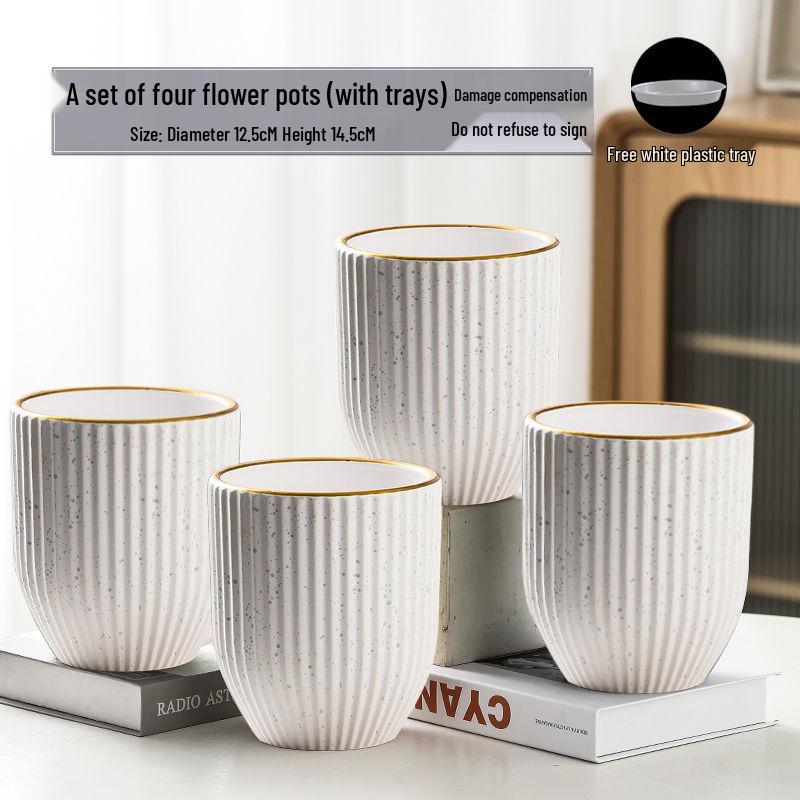 Nordic High-Leg Ceramic Orchid Pot: Durable, Artistic for Home or Balcony Use