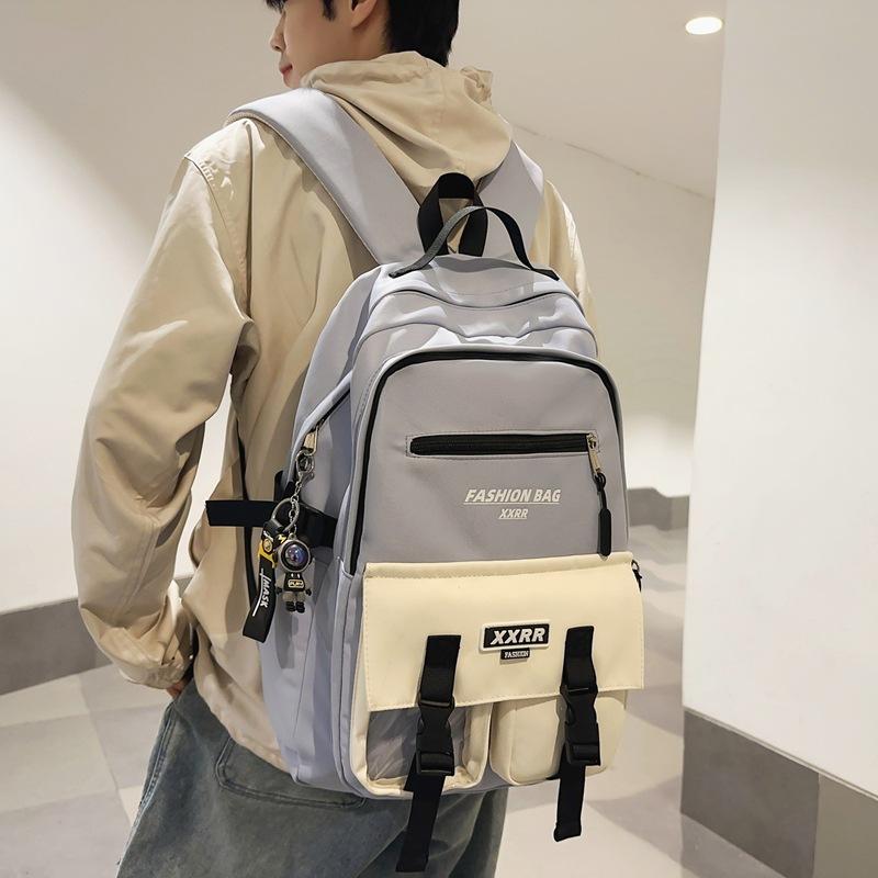 Schoolbag Large-capacity Student Backpack Female Hong Kong Style Brand Middle School Student High School Student Schoolbag Male Contrasting Color 