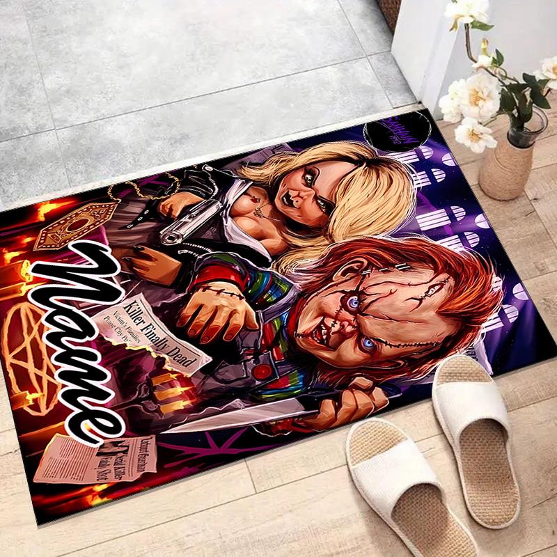 Custom Chucky Mat Personalized Name, Polyester Washable Indoor Entryway Rug, Gift for Christmas, Easter, Thanksgiving Day