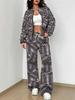 Retro Style Autumn And Winter New European And American Women'S Clothing Flower Printing Suit Women