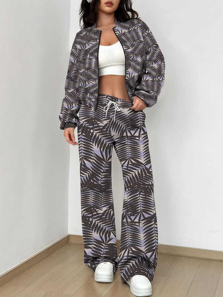 Retro Style Autumn And Winter New European And American Women'S Clothing Flower Printing Suit Women