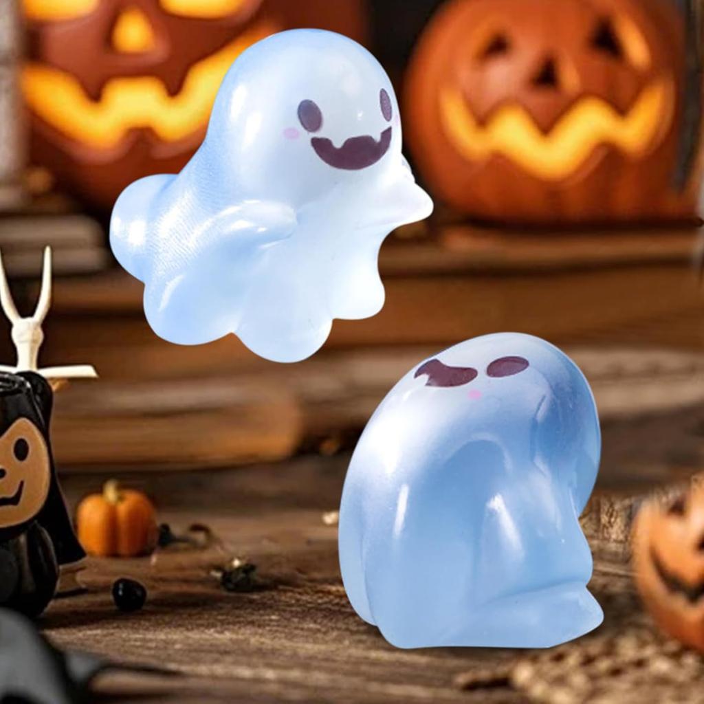 10PCS Mini Cute Funny Luminous Ghost Figurines Resin Crafts Glow in The Dark Ghost Micro Landscape Ornament Halloween Decoration