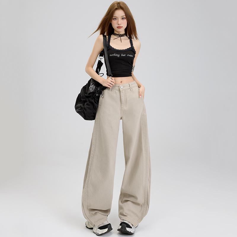 Jeans for Women In Spring and Summer High Waist Loose Slim Scimitar Pants for Women In Spring Wide-leg Jeans for Women In Spring