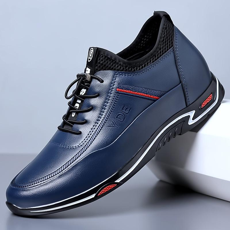 Boutique men's shoes spring summer 2025 new leather heightening casual leather shoes men's British small size soft sole trendy shoes men's