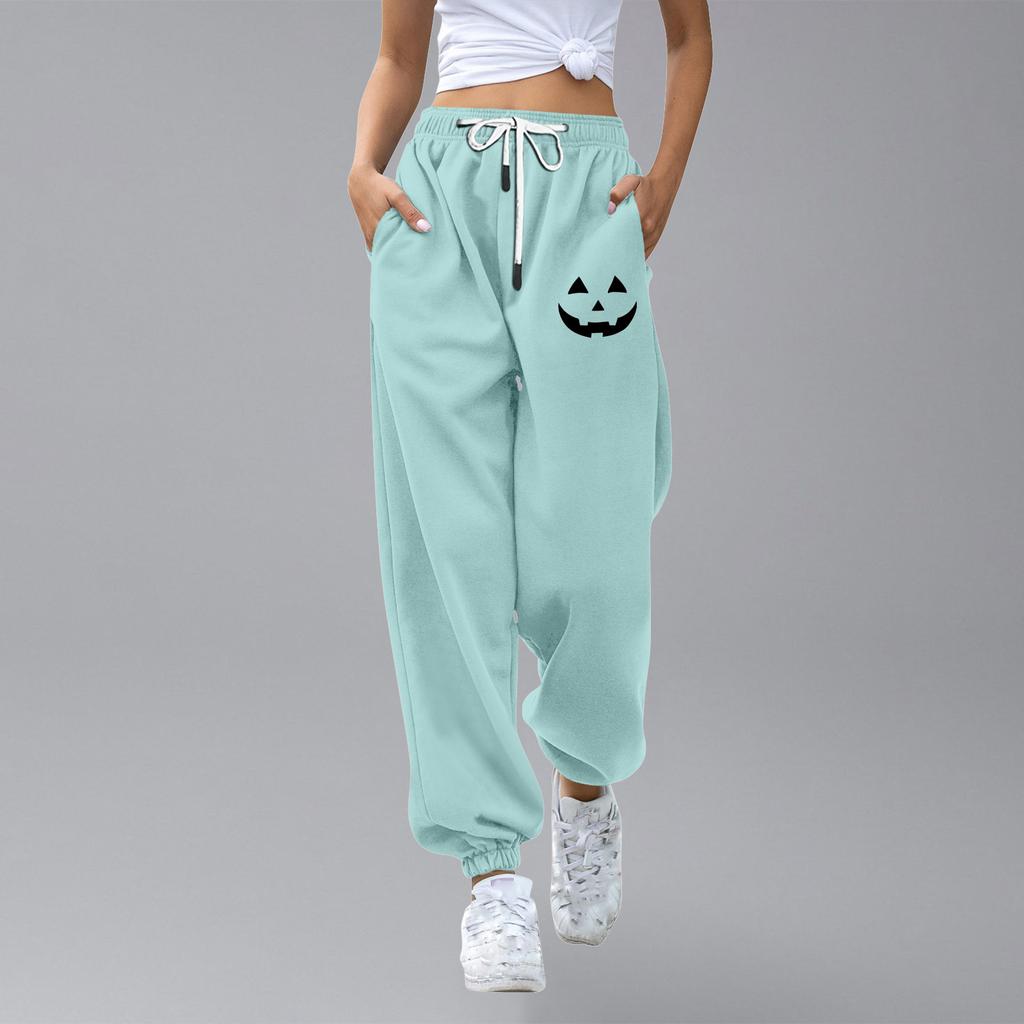 מכנסי טרנינג קז'ואל לילדים ספורט יום ליל כל הקדושים מודפס מגרדיאנט כיס שרוך