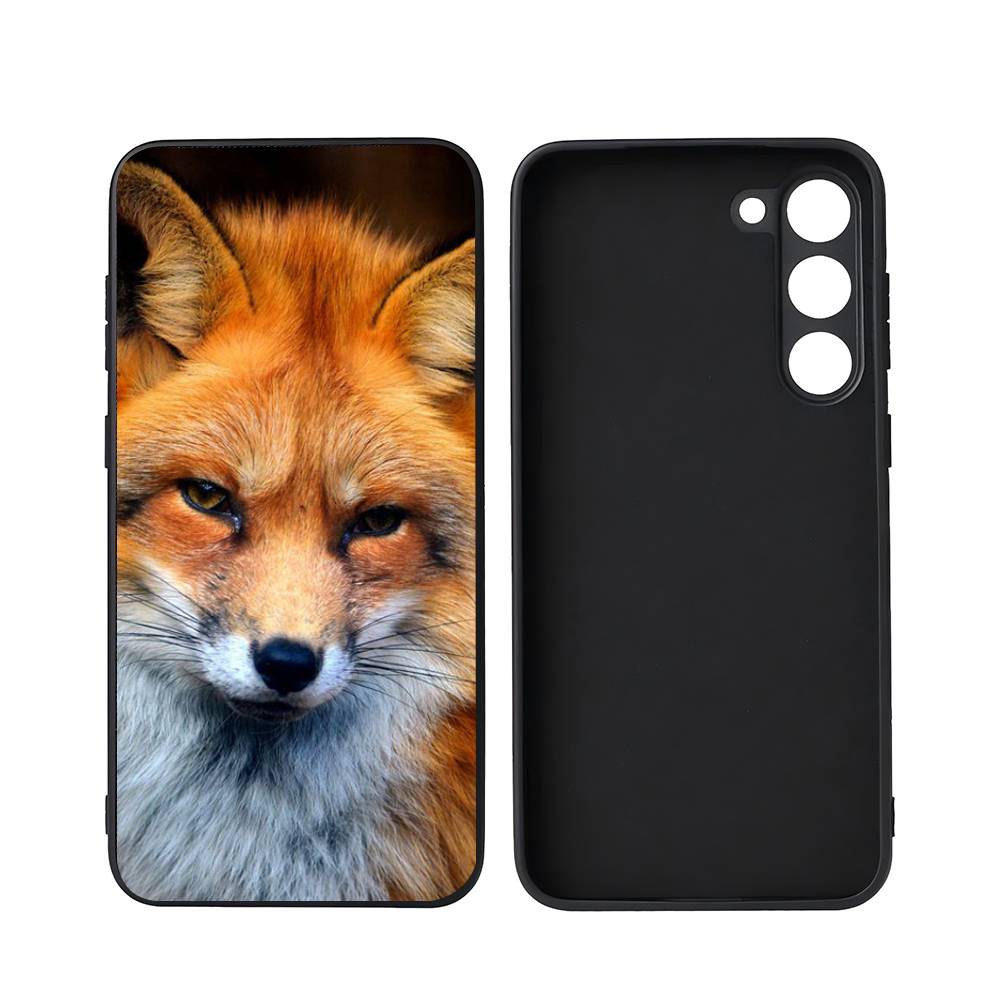 Animal Fox Luxury Black Phone Case For Samsung Galaxy S23 S24 S25 Ultra S22 Plus S21