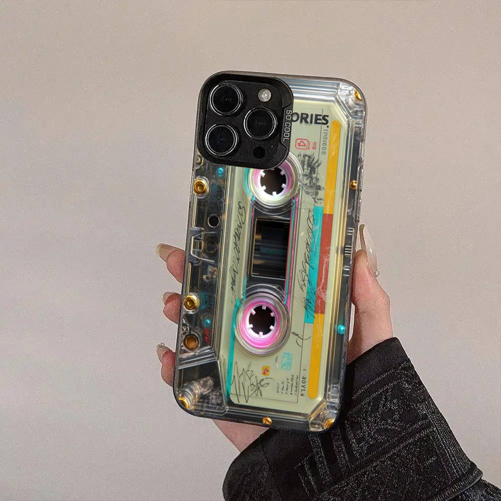 Vintage Cassette Tape Retro Style Colorful Silver Cover Phone Case For IPhone 17 16 Pro Max 15 Pro 14 Plus 11 12 13 X XS Max XR