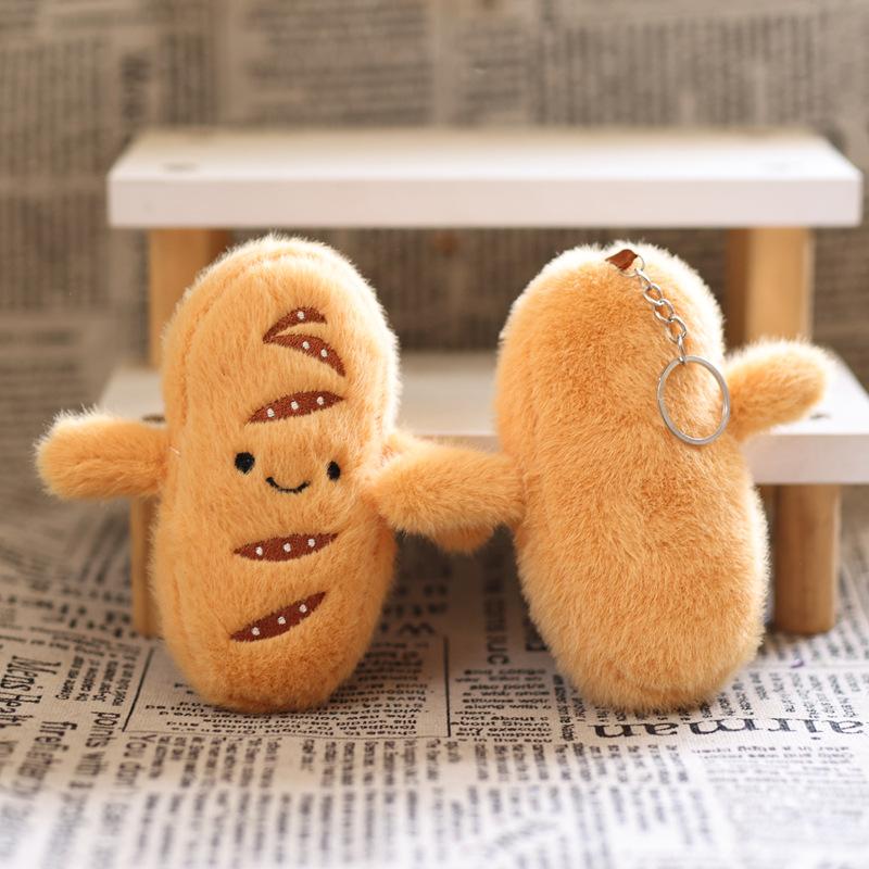 Cute Cartoon Bread Plush Keychain Creative Stuffed Doll Keyring Plush Dolls Key Chains Lovely Bag Pendant Kid Gifts
