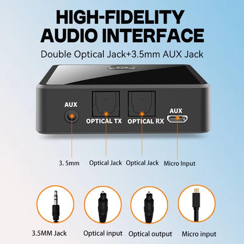 Low Latency Bluetooth Audio Transmitter Receiver 3.5mm AUX Jack Optical SPDIF Hifi Wireless Audio Adapter For PC TV Car Speaker