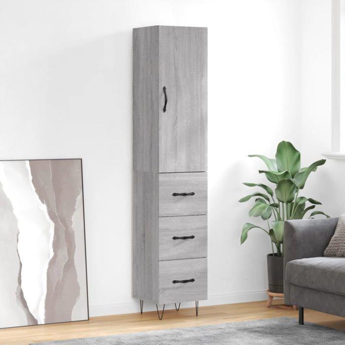 VidaXL Highboard Sonoma Grey 34.5x34x180 Cm Engineered Wood 3198887