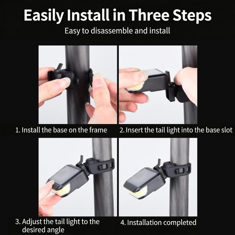 Solar Charging High Brightness Safety Warning Taillight LED Bicycles Tail Lamp Watertight Tail Light Bikes Rear Light