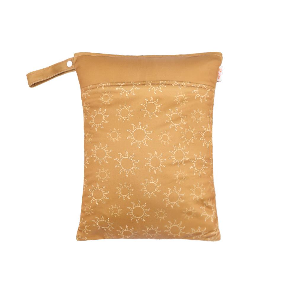 Waterproof Reusable Cloth Bag with Zipper Pocket and Handle - Fashionable Sun Burst Design, Suitable for Beaches, Swimming Pools, Gyms, Yoga