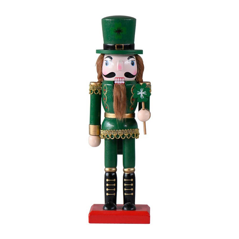 25cm Wooden Standing Nutcracker Ornament Handmade Christmas Nutcracker Figurine Decorative Nutcracker Model for Christmas Gift