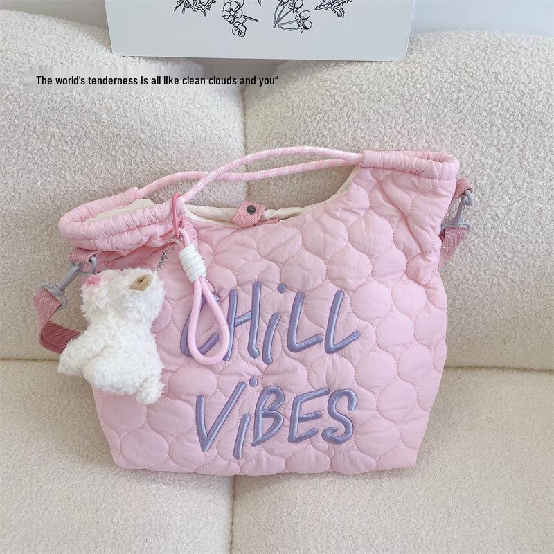 Korean Style Cute Women's Versatile Down Jacket Shoulder Bag - Large Capacity Handbag for Autumn/Winter