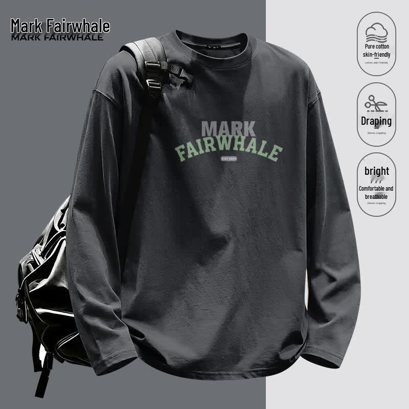 Mark Fairwhale Men's Pure Cotton Long Sleeve Round Neck T-Shirt