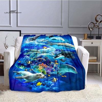LOUSIDREAM Marine Life Flanelové přikrývky do postele Domácí cestování Flanelová přikrývka pro dospělé na pohovku Obývací pokoj Pohovka Dítě Udržujte v teple